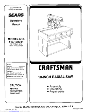 Sears Craftsman 113.198311 Operator's Manual