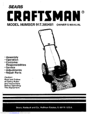 Sears Craftsman 917.380481 Owner's Manual