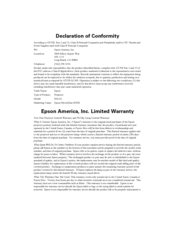 Epson MovieMate 85HD Declaration Of Conformity