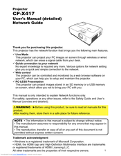 Hitachi CPX417 - XGA LCD Projector Network Manual
