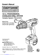 Craftsman 315.271251 Owner's Manual