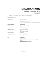 Gateway 3100 Series Specifications