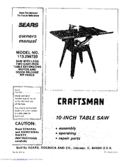 Craftsman 113.298720 Owner's Manual