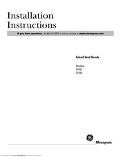 GE Monogram ZV54I Installation Instructions Manual