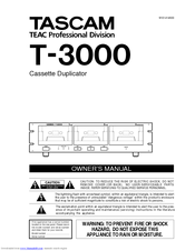 Tascam T-3000 Owner's Manual