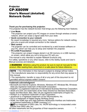 Hitachi CP-X809W Network Manual