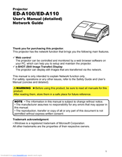Hitachi ED-A100 - XGA LCD Projector Network Manual