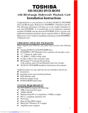 Toshiba SD-M1201 Installation Instructions Manual