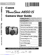CANON Powershot A650 IS User Manual