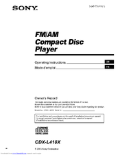 SONY CDX-L410X OPERATING INSTRUCTIONS 
