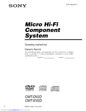 SONY CMT-SV2D - Micro Hi Fi Component System Operating Instructions Manual