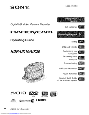 SONY Handycam HDR-UX20 Operating Manual