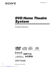 SONY DAV-FX500 - Dvd Dream System Operating Instructions Manual