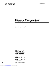 SONY BRAVIA HDMI VPL-AW15 Operating Instructions Manual
