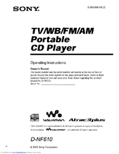 SONY Walkman D-NF610 Operating Instructions Manual