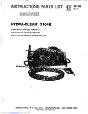 Graco Hydra-Clean 2104E Instructions-Parts List Manual