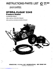 Graco Hydra-Clean 3245 Instructions- Instructions-Parts List Manual