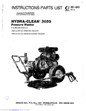 Graco Hydra-Clean 3035 800-065 Instructions-Parts List Manual