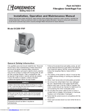 Greenheck BCSW-FRP Installation, Operation And Maintenance Manual