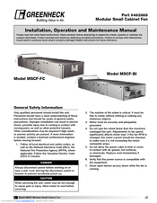 Greenheck MSCF-BI Installation, Operation And Maintenance Manual