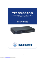 TRENDnet TE100-S810Fi - Switch User Manual