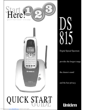 Uniden DS 815 Quick Start Manual