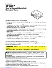 Hitachi X807 - CP XGA LCD Projector Network Manual