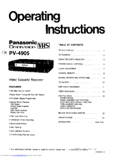 PANASONIC Omnivision VHS PV-4905 Operating Instructions Manual