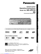 PANASONIC AGVP310 - DVD/VCR DECK Operating Instructions Manual
