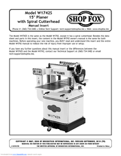 Shop fox SHOP FOX W1742S  insert Manual Insert