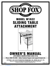 Woodstock SHOP FOX W1822 Owner's Manual