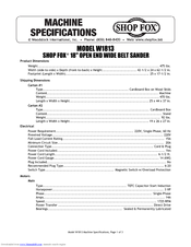 Shop fox SHOP FOX W1813 s Specifications