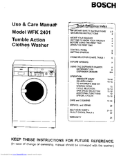 BOSCH WFK 2401 Use And Care Manual