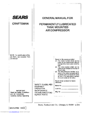 Craftsman Air compressor Part List Manual