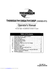 Tecumseh TH139SA Operator's Manual