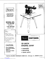 CRAFTSMAN 113.197752 Owner's Manual