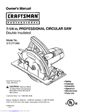 CRAFTSMAN 315.271080 Owner's Manual