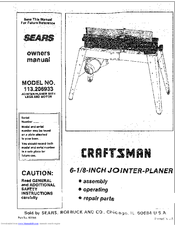 Craftsman 113.206933 Owner's Manual