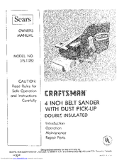 Craftsman 315.11782 Owner's Manual