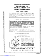 CRAFTSMAN 113.29991 Operating And Parts Manual