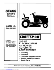 CRAFTSMAN 944.601892 Owner's Manual