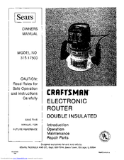 CRAFTSMAN 315.17500 Owner's Manual