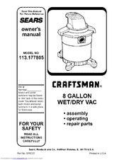 Sears Craftsman 113.177805 Owner's Manual