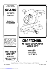 CRAFTSMAN 113.235300 Owner's Manual