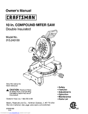 Craftsman 315.243150 Owner's Manual