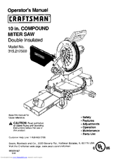 Craftsman 315.212500 Operator's Manual