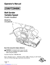 CRAFTSMAN 315.268190 Operator's Manual