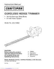 CRAFTSMAN 240.74802 Instruction Manual