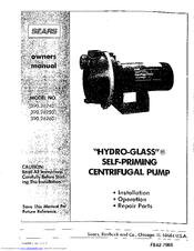 Sears HYDRO-GLASS 390.262601 Owner's Manual