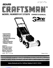 CRAFTSMAN 3One 917.372870 Owner's Manual
